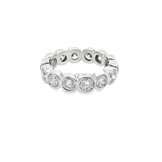 Bezel-Set Round Brilliant Diamond Eternity Ring in 14K White Gold
