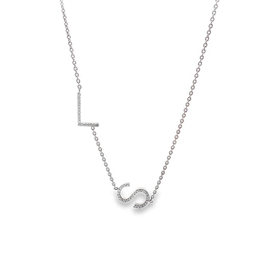 LKS Initial Diamond Necklace in 14K Yellow and White Gold