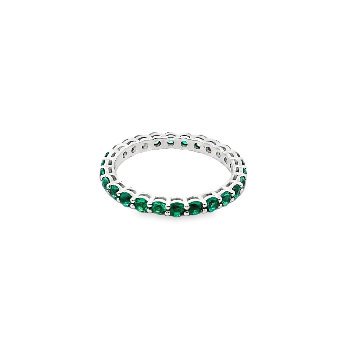 Emerald Stone Eternity Band in 14K White Gold
