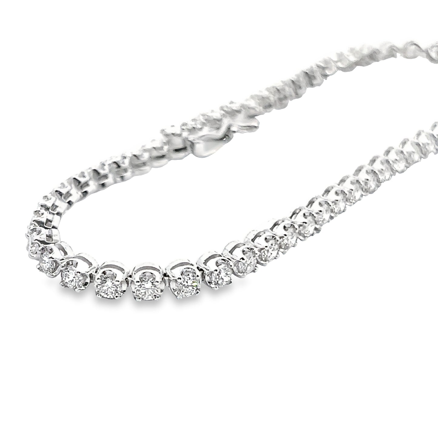 Round Brilliant-Cut Diamond Cupcake Tennis Bracelet in 14K White Gold LoverlyGrey Collection