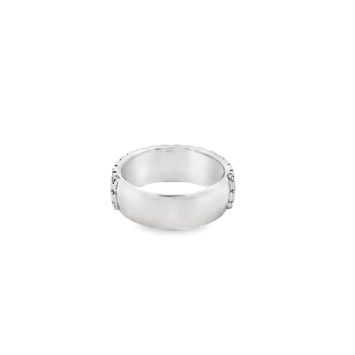 Three Row Pave Diamond Eternity Ring in 14K White Gold
