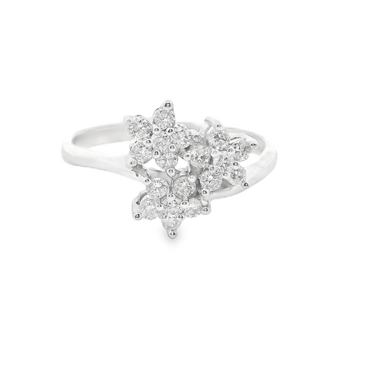 Diamond Cluster Floral Ring in 14K White Gold