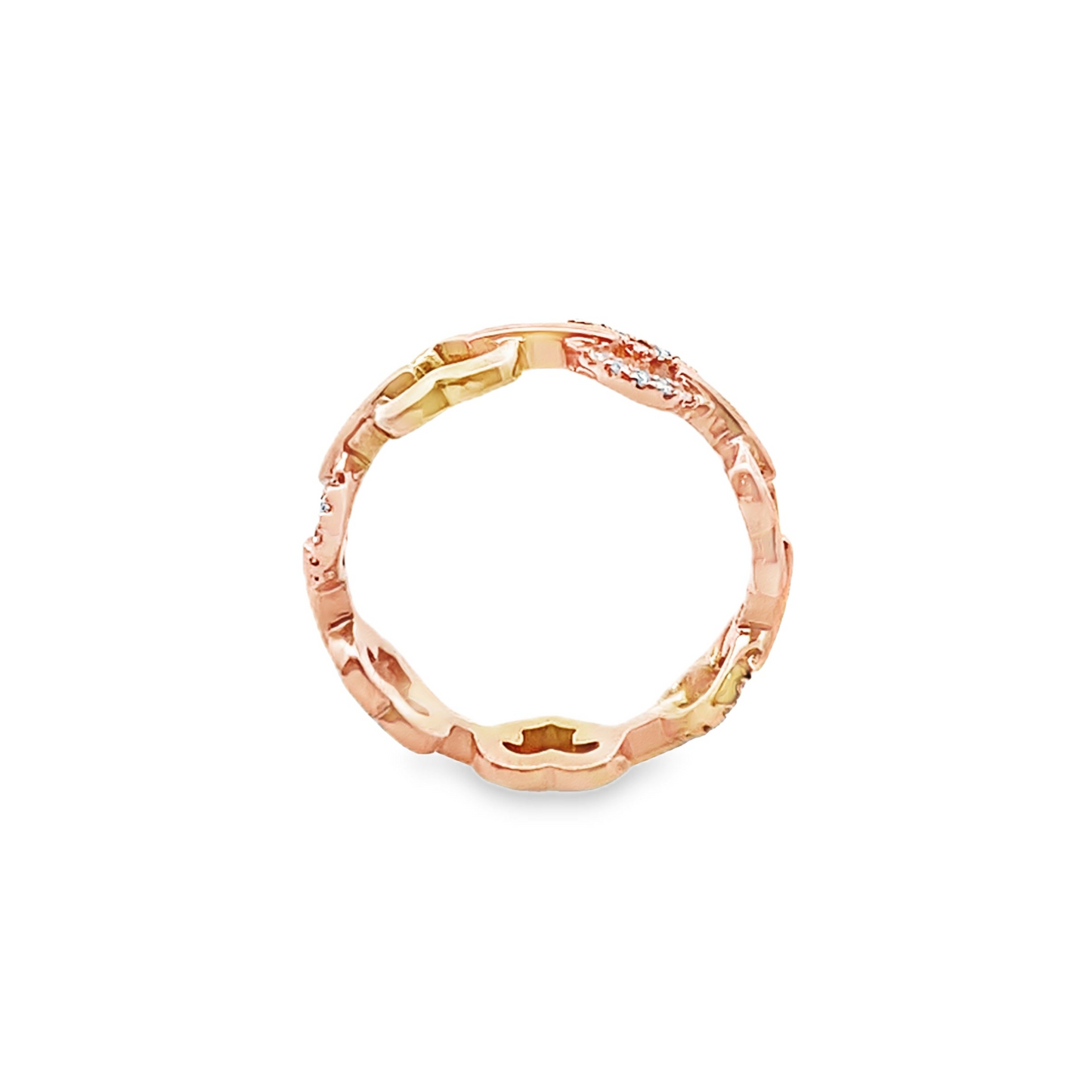 Diamond Heart Link Ring in 14K Rose Gold