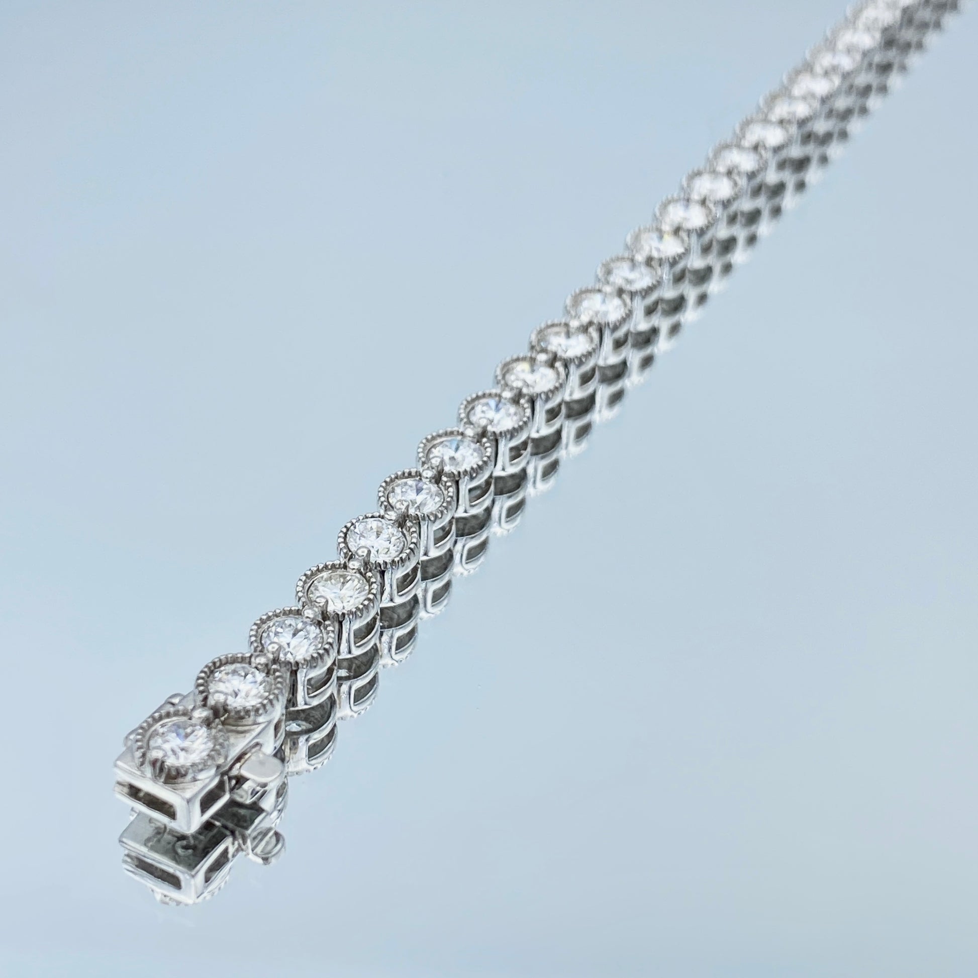 Bezel Set Diamond Tennis Bracelet in 14K White Gold - L and L Jewelry