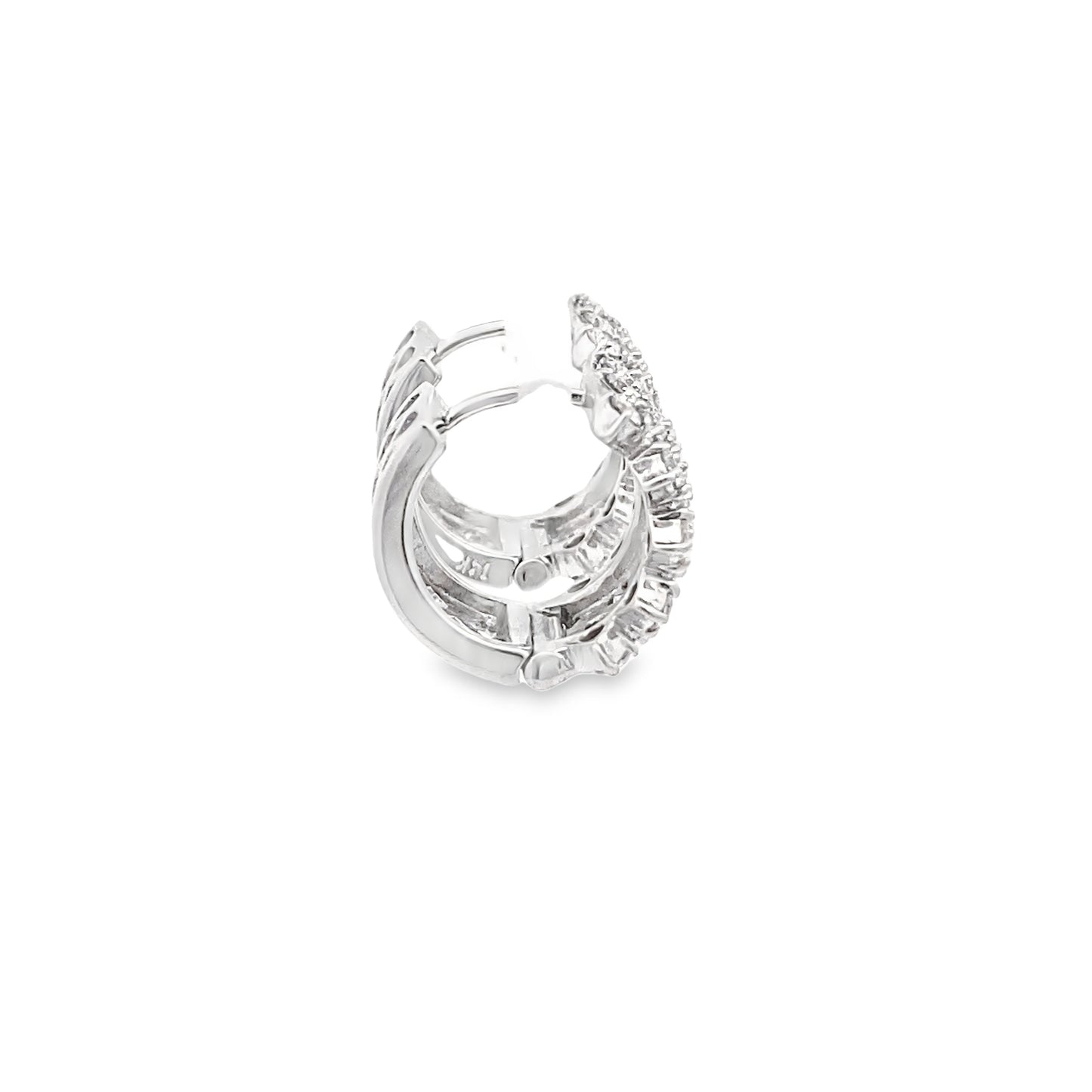 Diamond Huggie Hoop Earrings in 14K White Gold