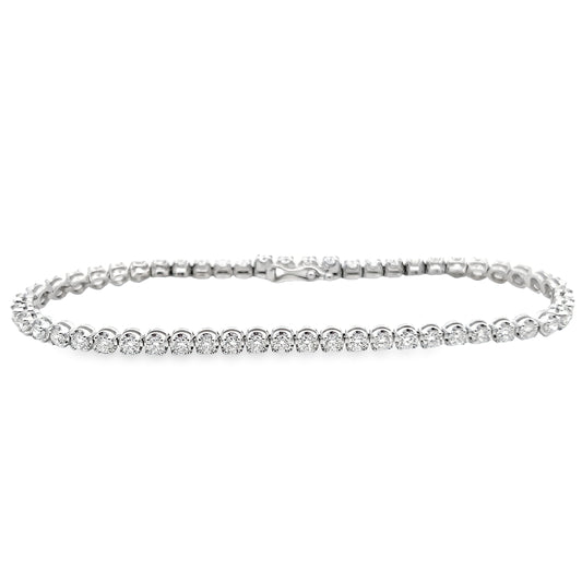 Round Brilliant-Cut Diamond Cupcake Tennis Bracelet in 14K White Gold LoverlyGrey Collection