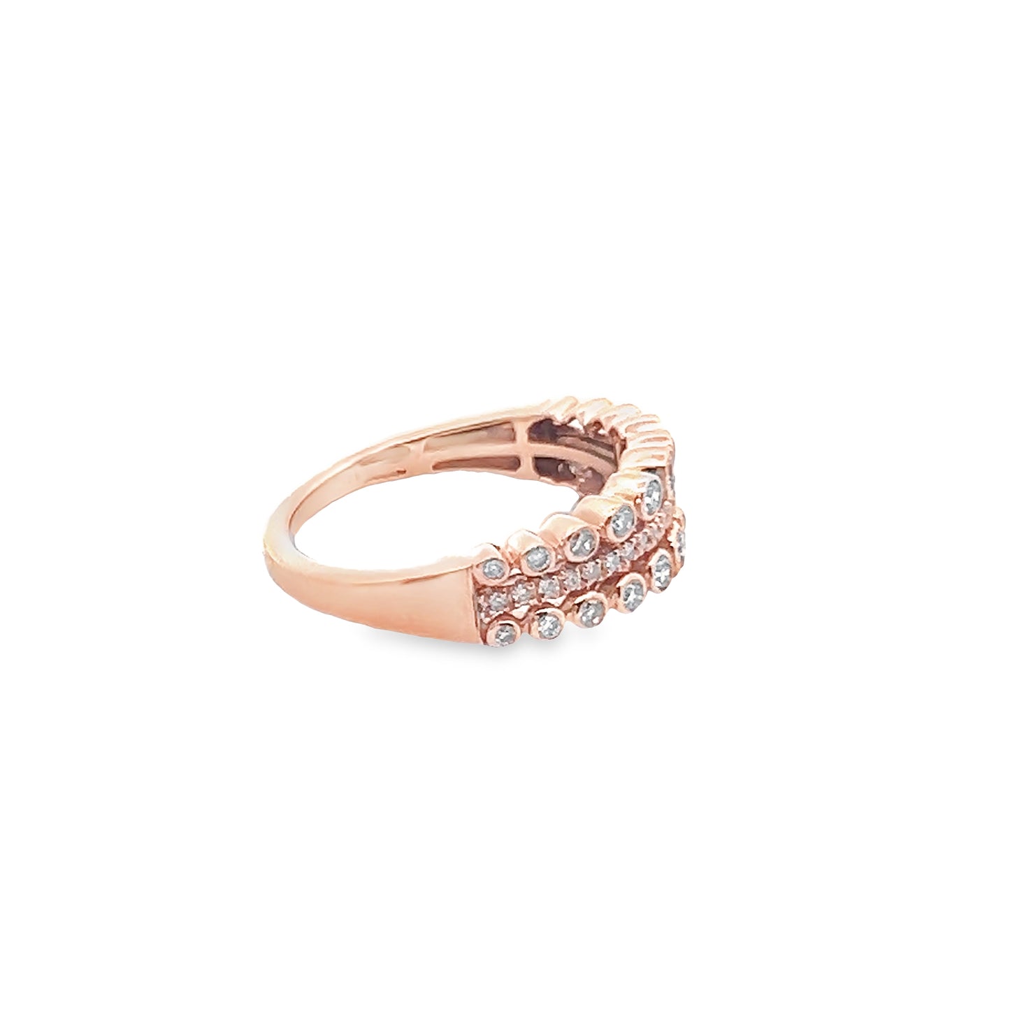 Three Row Bezel-Set Ring in 14K Gold