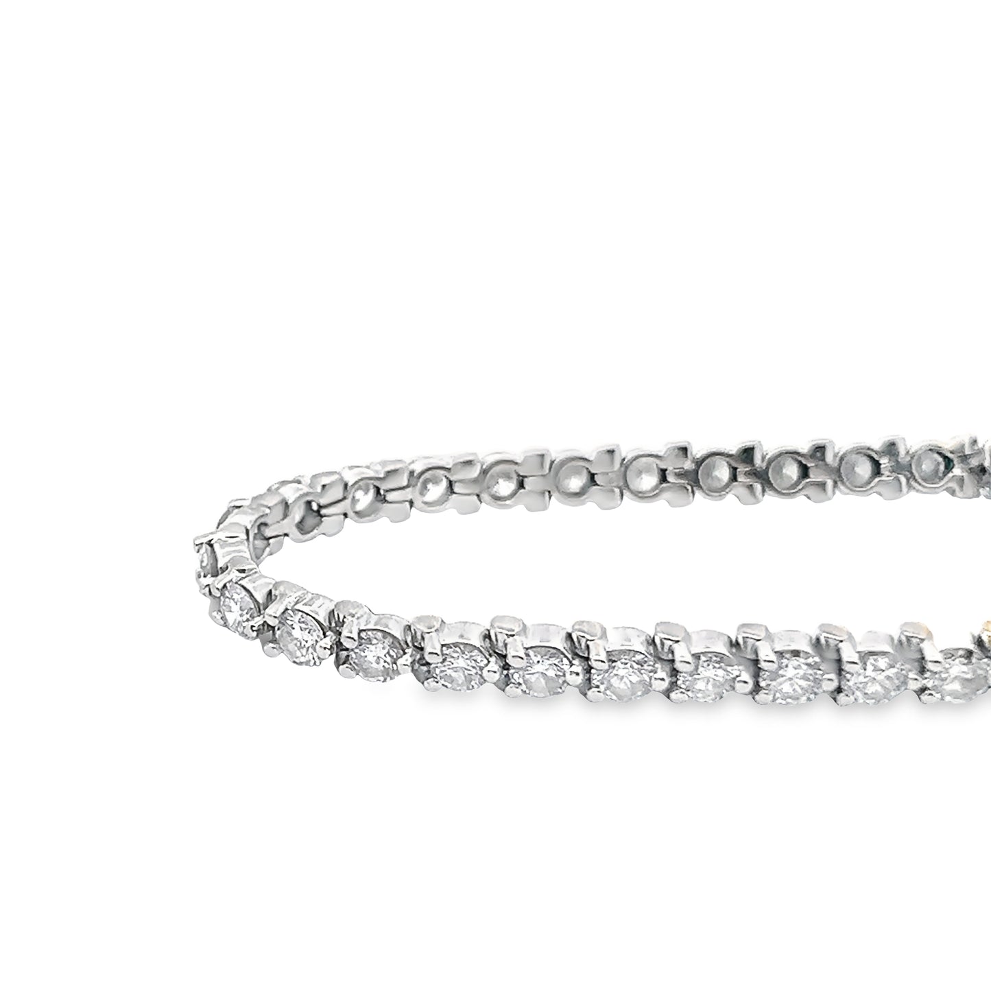 3-Prong Set Round Brilliant-Cut Diamond Cupcake Tennis Bracelet in 14K Gold