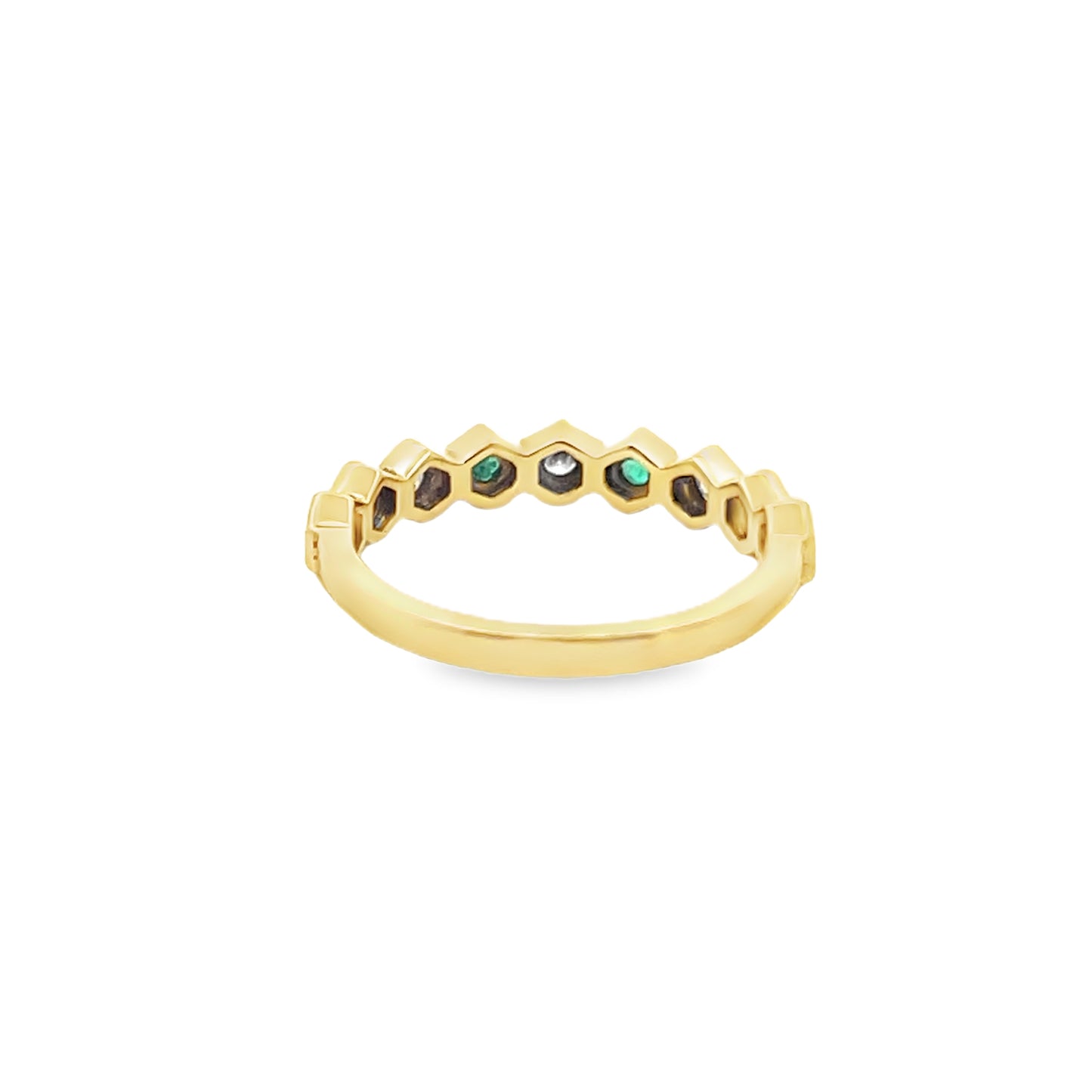 Vintage Look Round-Cut Emerald and Diamond Ring in 18K Yellow Gold