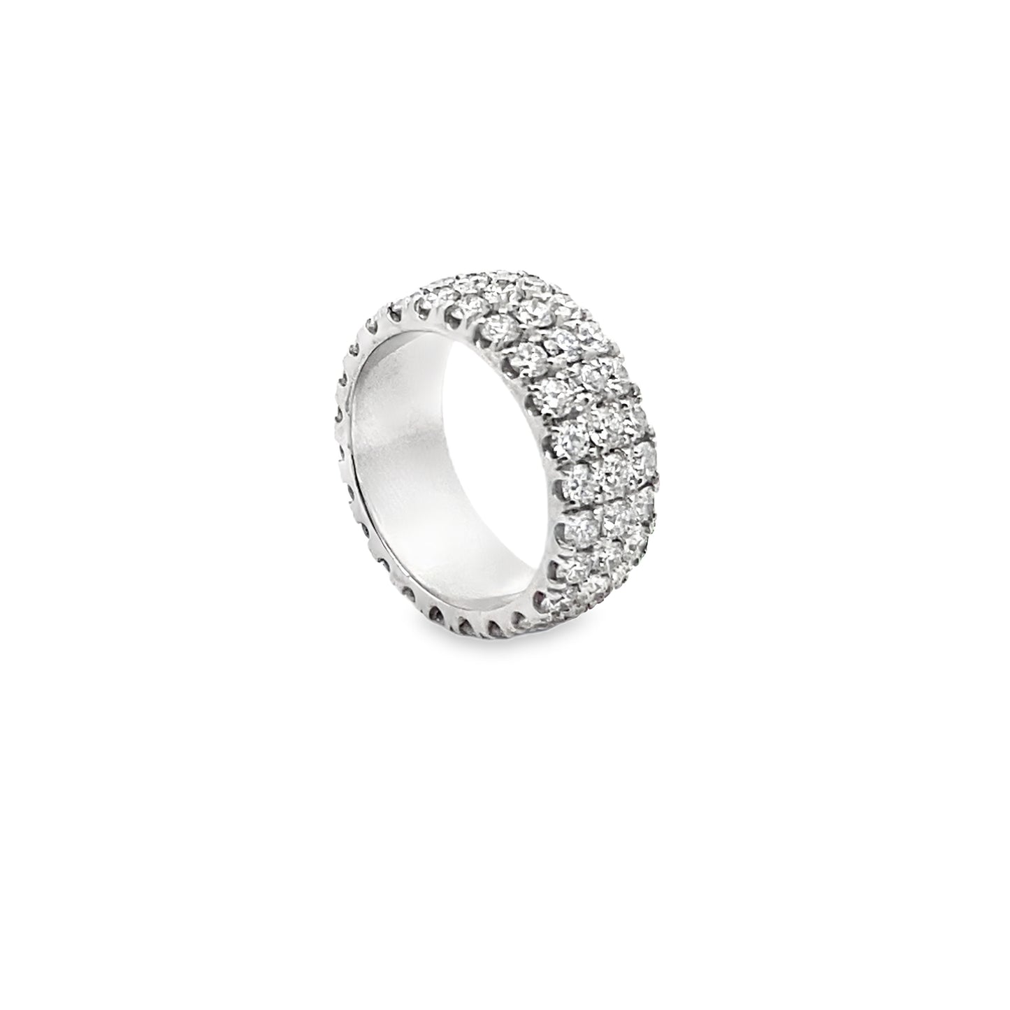 Three Row Pave Diamond Eternity Ring in 14K White Gold