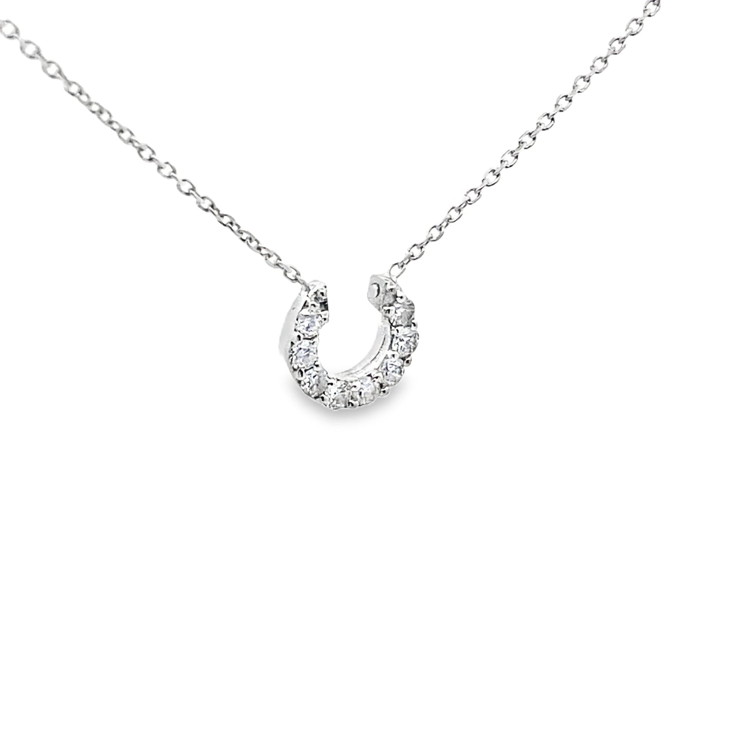 Horse Shoe Diamond Pendant in 14K White Gold