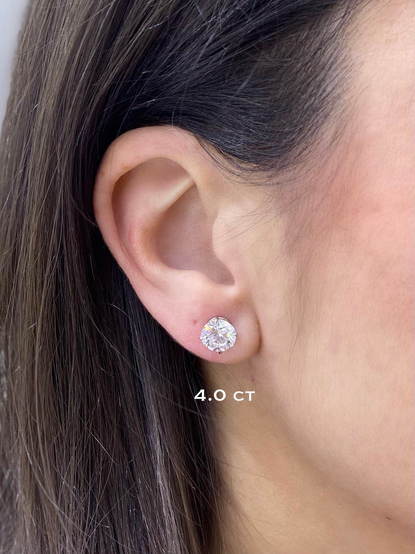 Classic 4-Prong Set Diamond Studs in 14K White and Yellow Gold