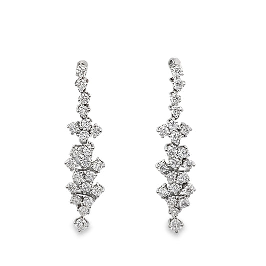 Dangly Diamond Statement Earrings in 14K White Gold