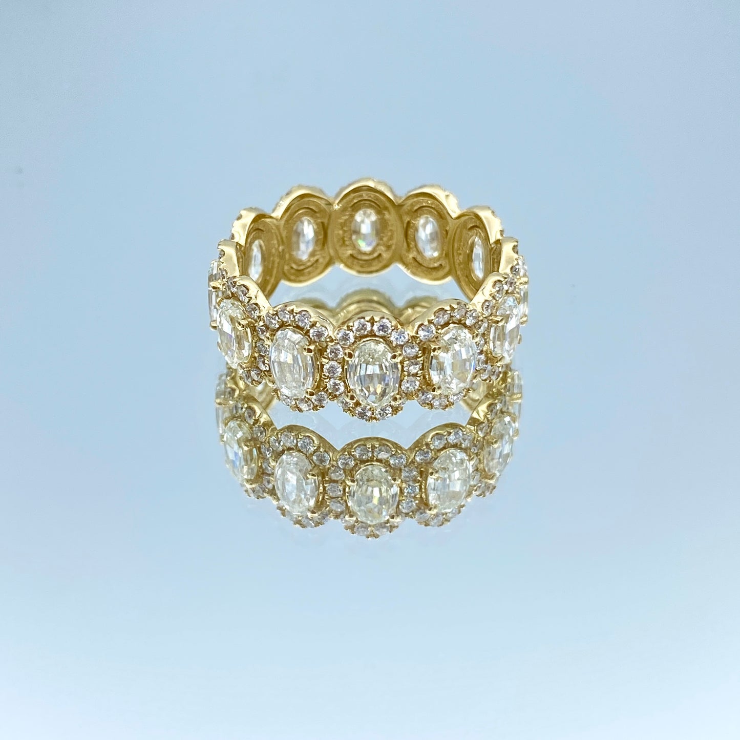 Halo Diamond Eternity Ring in 14K Yellow Gold - L and L Jewelry