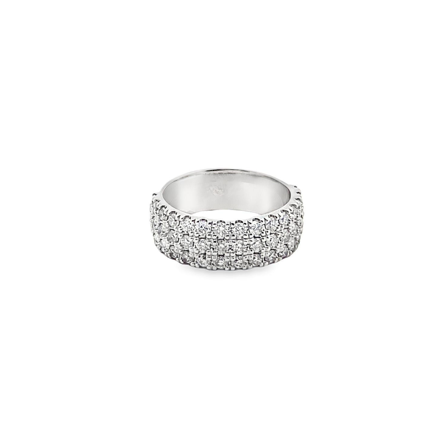 Three Row Pave Diamond Eternity Ring in 14K White Gold