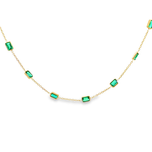 Emerald-Cut Emerald By The Yard Chain Necklace in 14K Yellow Gold