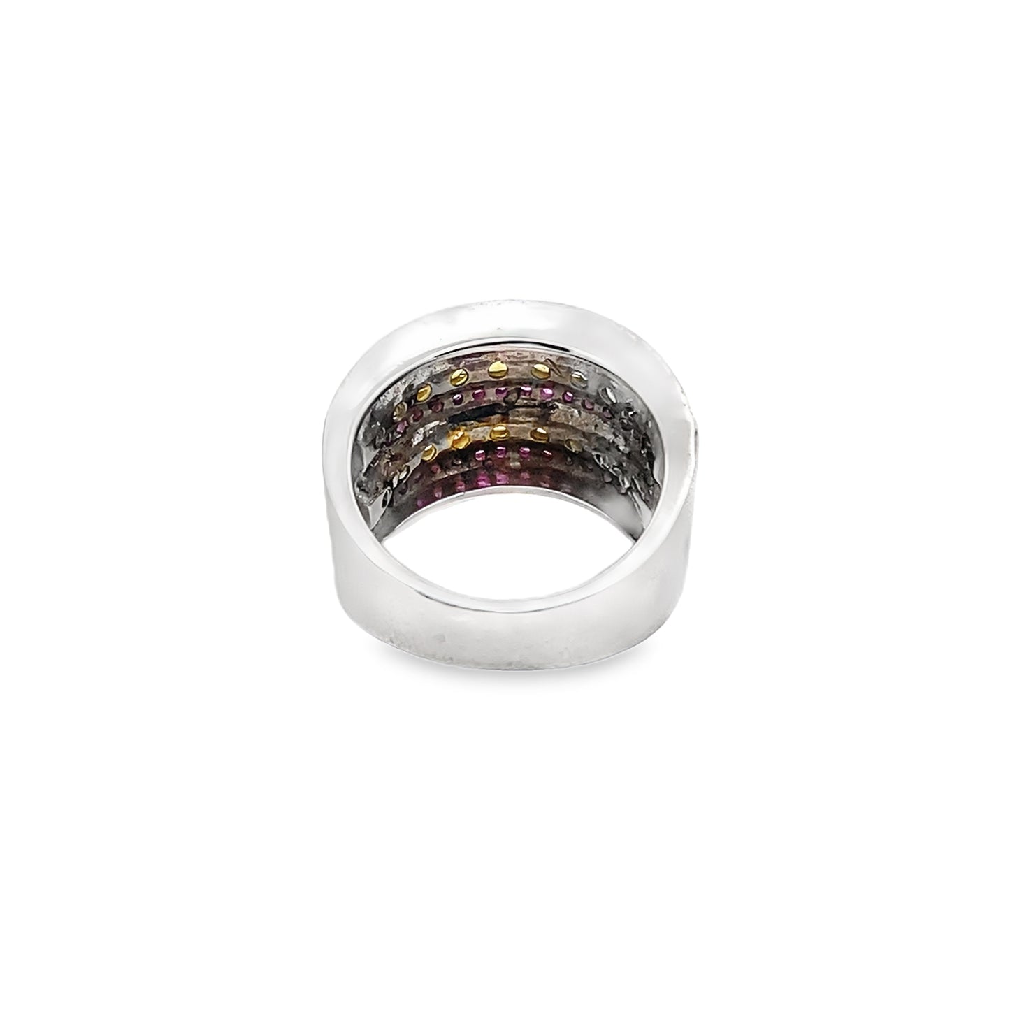 Yellow and Pink Sapphire Statement Ring Multi-Row Band
