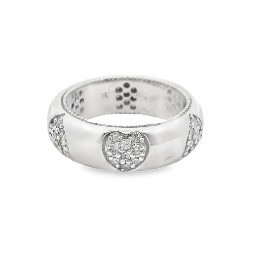 Diamond Heart Eternity Band in 14K White Gold