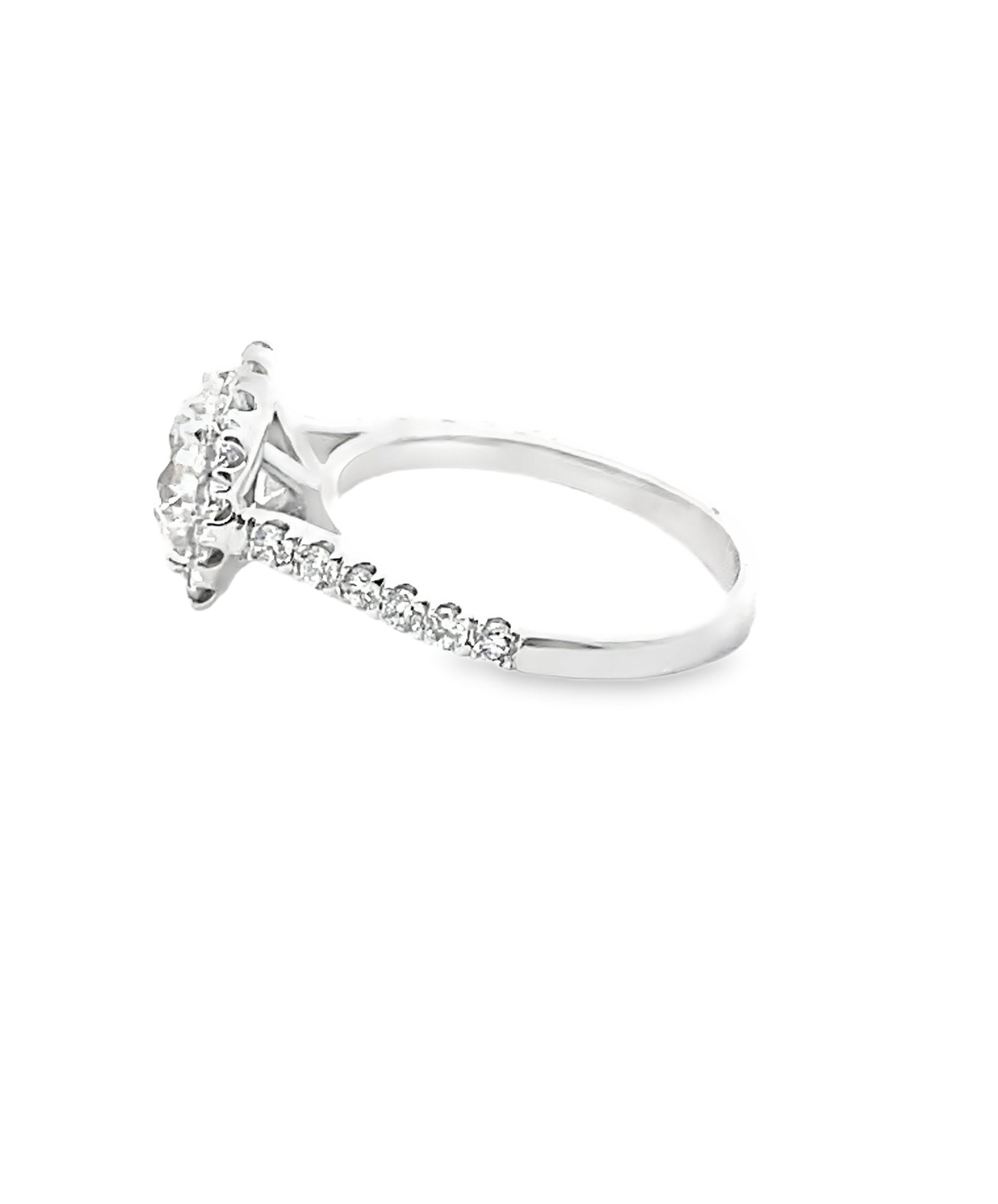 Cushion-Cut Halo Diamond Engagement Ring in 14K White Gold