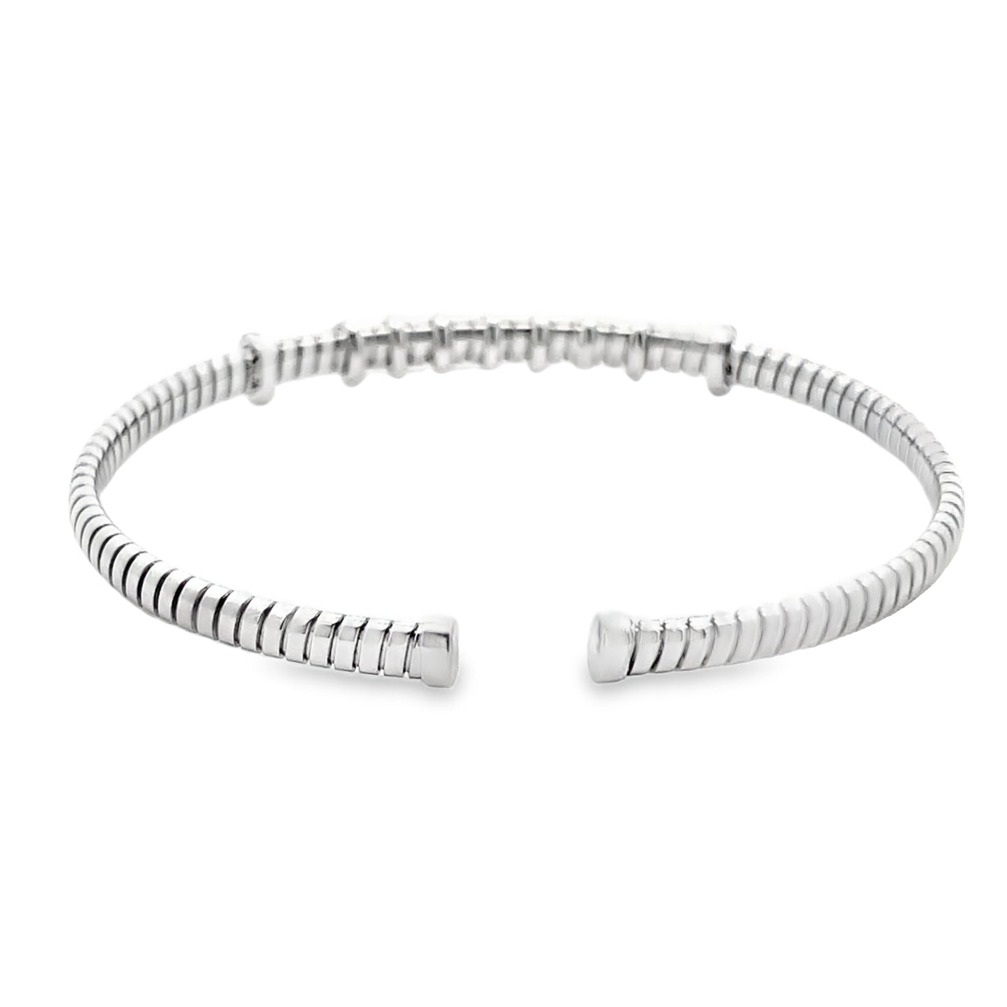 18K White Gold Diamond Bangle Cuff Bracelet