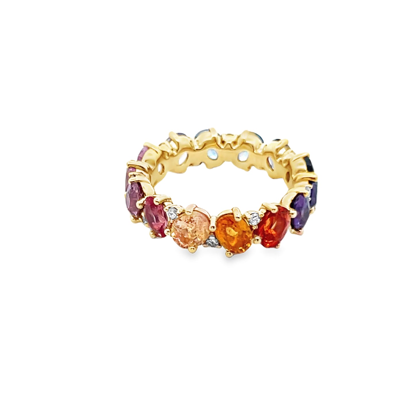 Tilted Oval Cut Sapphire and Diamond Eternity Ring