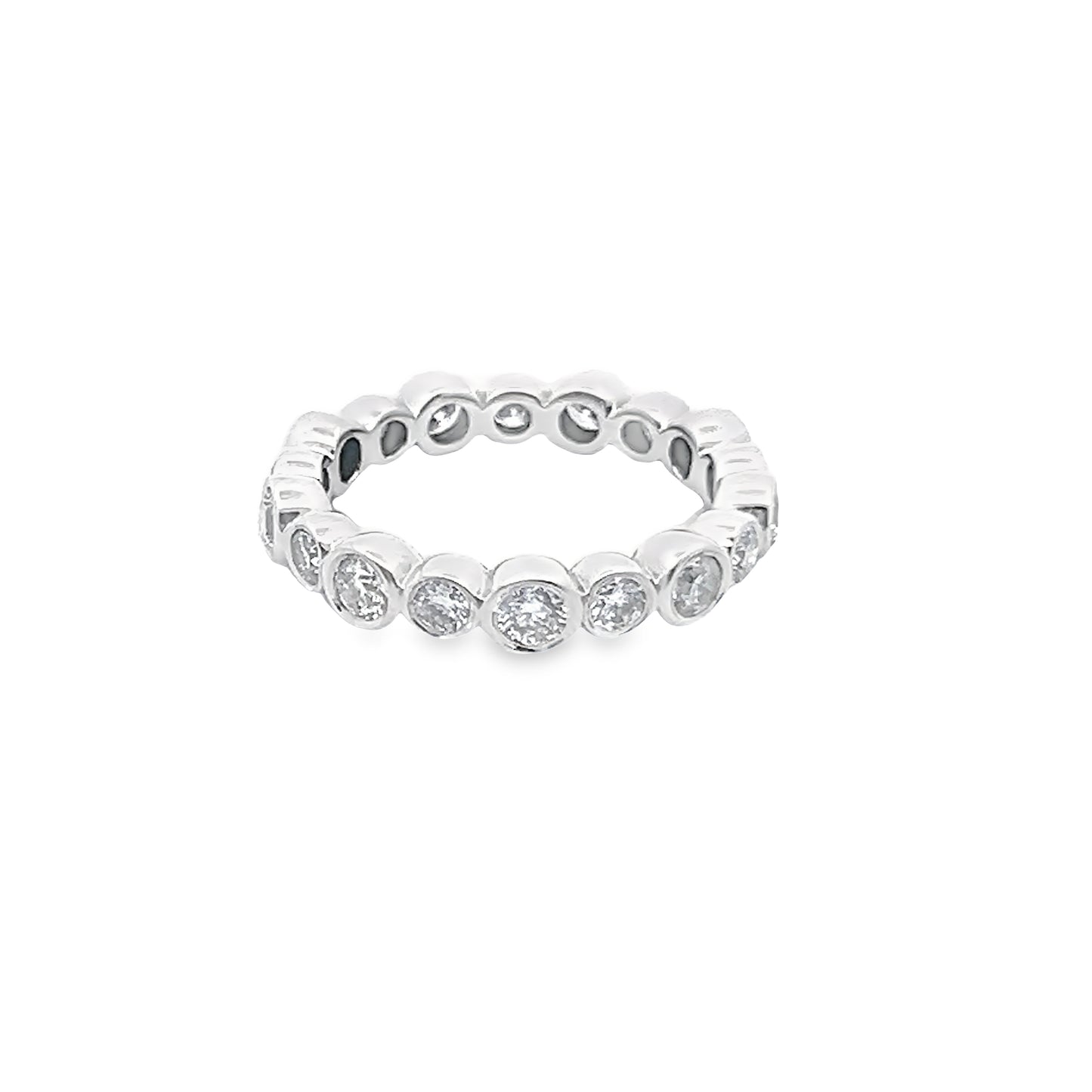Bezel-Set Round Brilliant-Cut Diamond Eternity Band in 14K White Gold