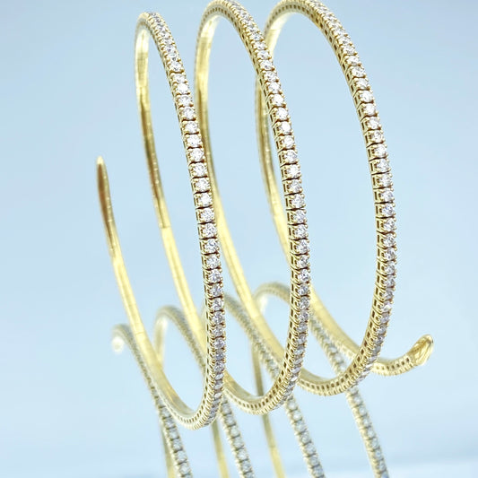 Diamond Spiral Bracelet in 14K Yellow Gold - L and L Jewelry