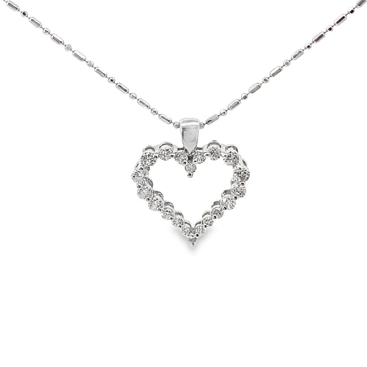 Diamond Heart Pendant Necklace in 14K White Gold
