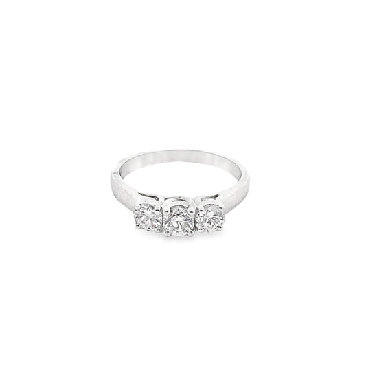 Three Stone Prong-Set Diamond Engagement Ring in Platinum