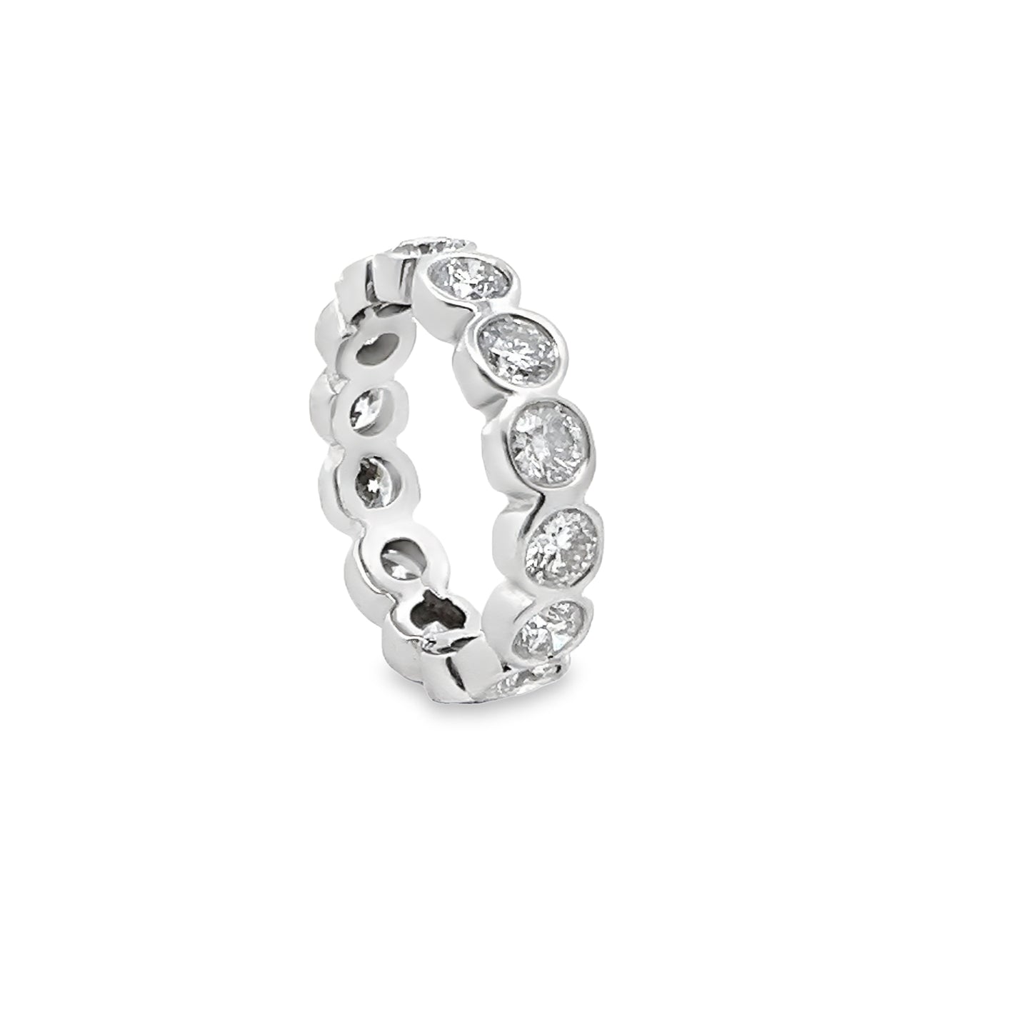 Bezel-Set Round Brilliant Diamond Eternity Ring in 14K White Gold