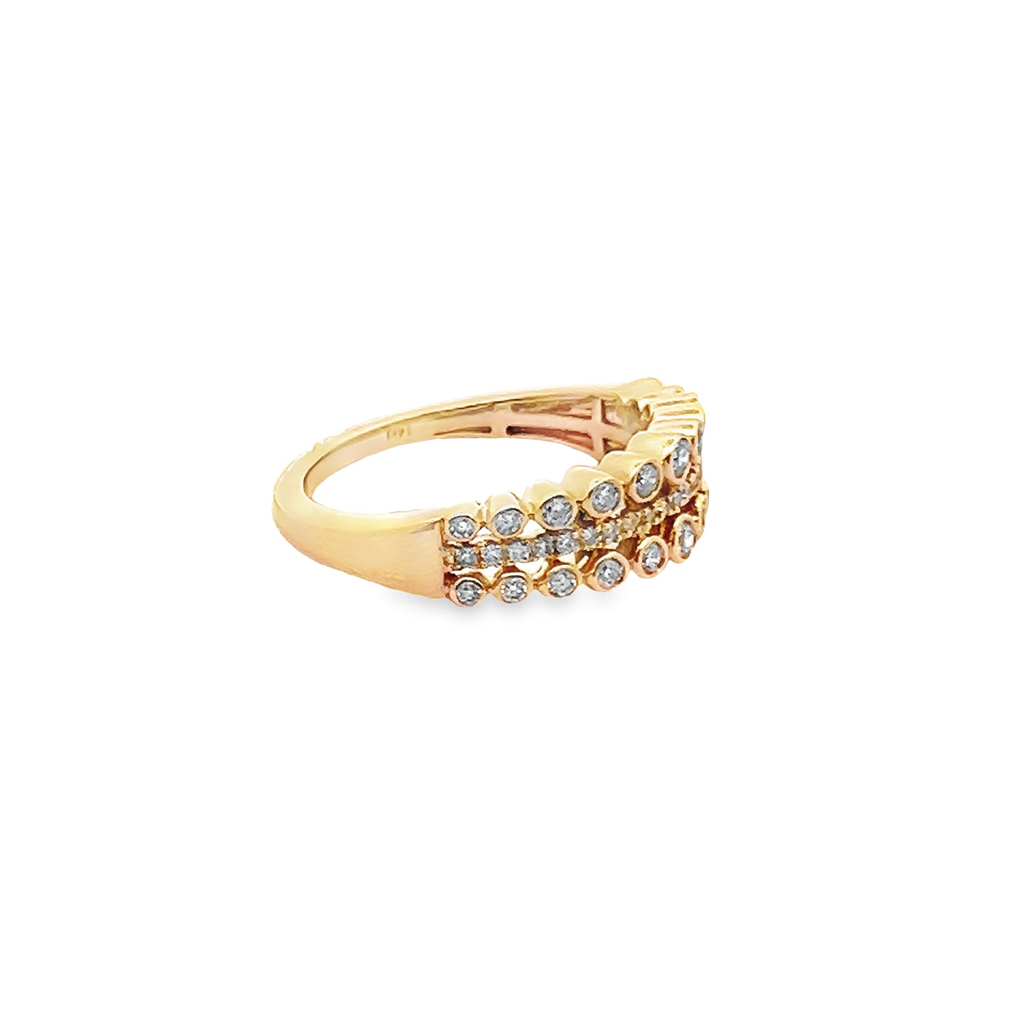 Three Row Bezel-Set Ring in 14K Gold