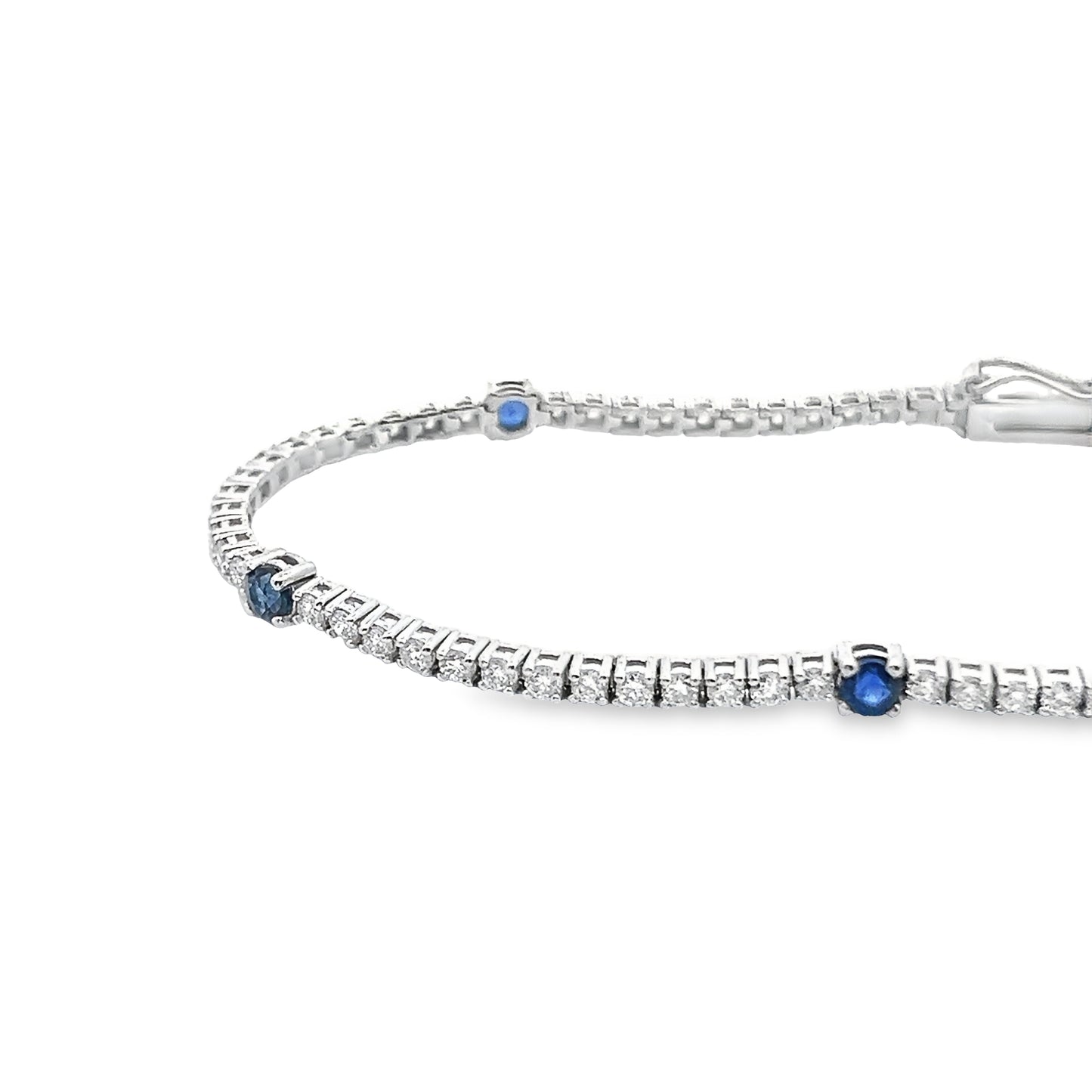Alternating Round Diamond and Sapphire Tennis Bracelet in 14K Gold