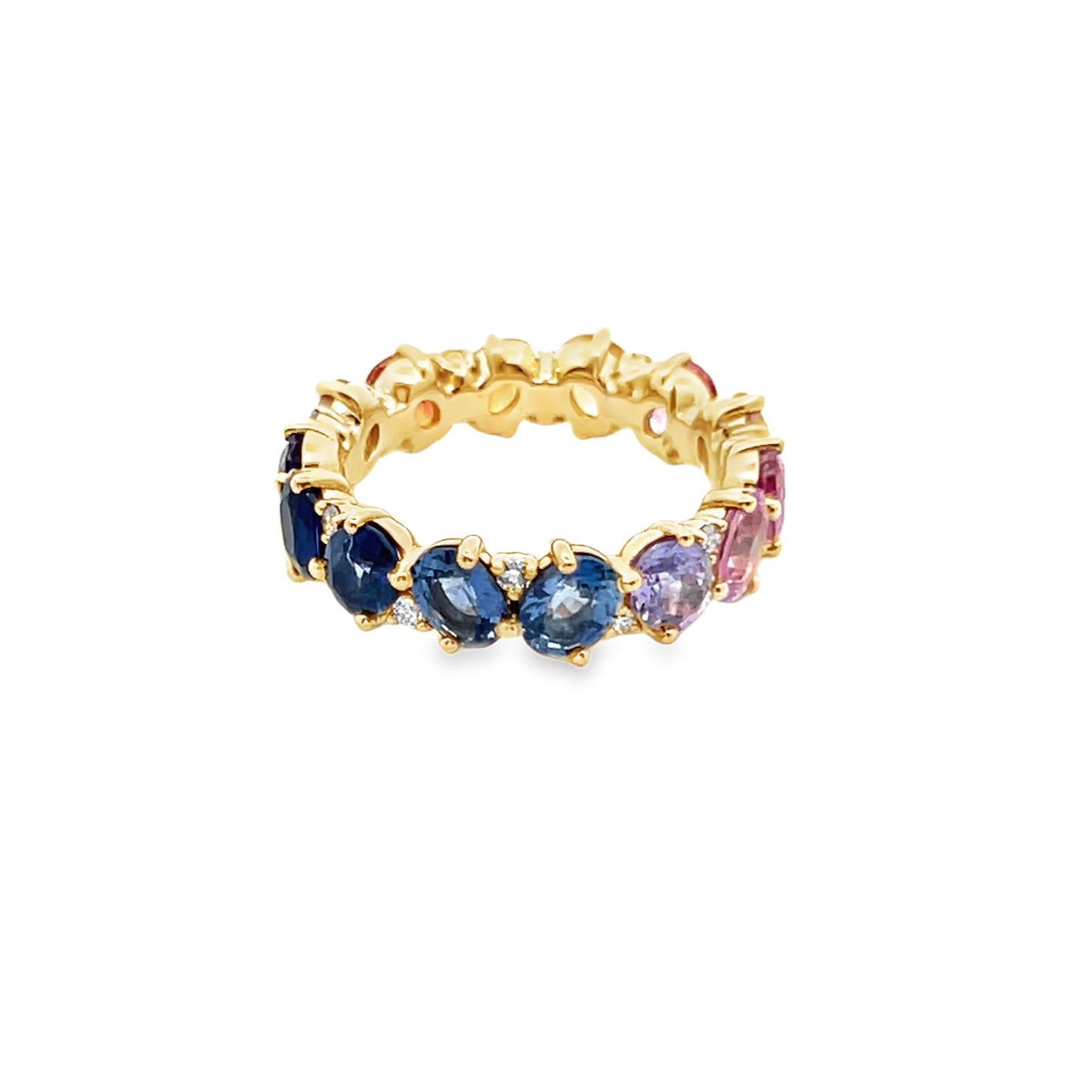 Tilted Oval Cut Sapphire and Diamond Eternity Ring