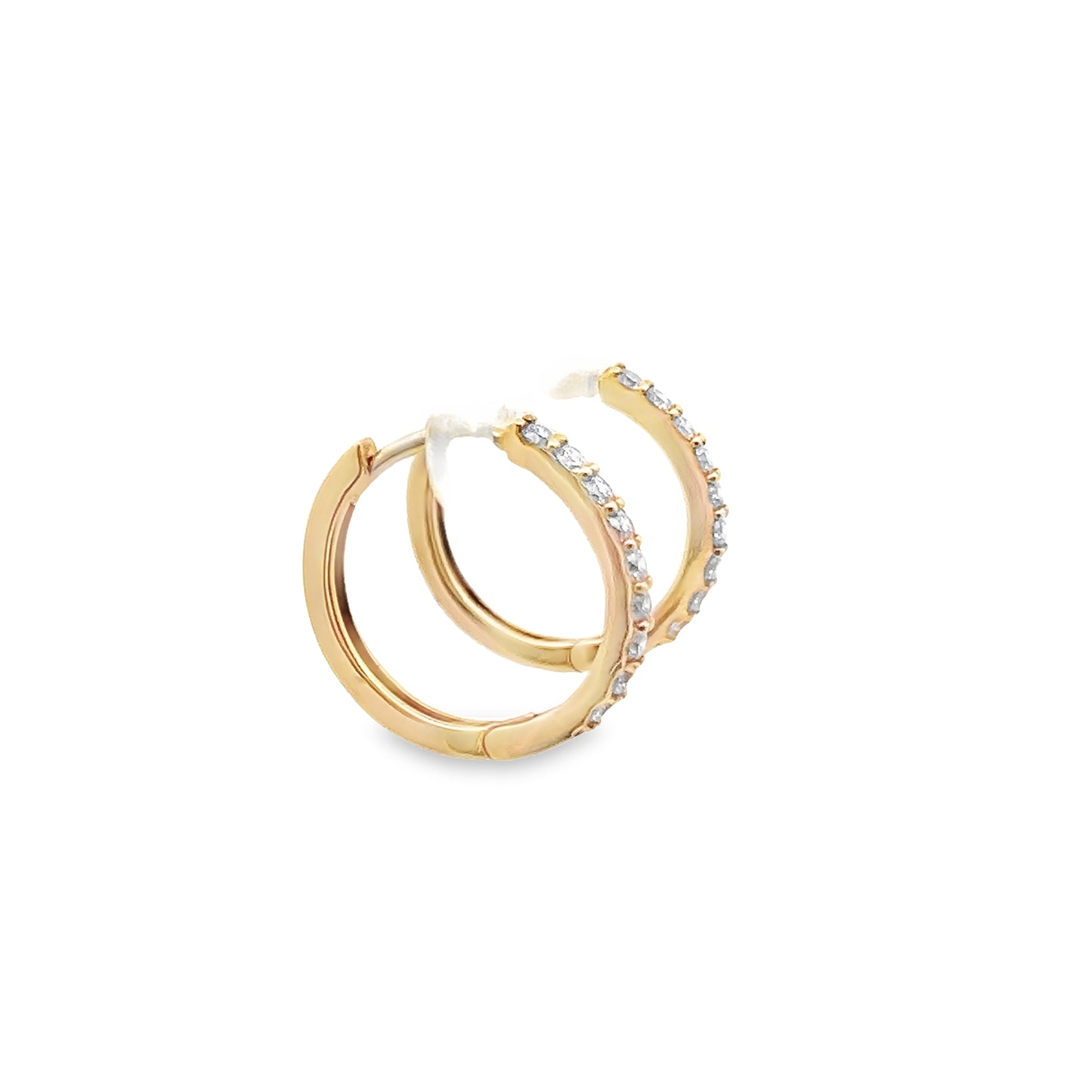 Diamond Huggie Hoop Earrings in 14K Yellow Gold