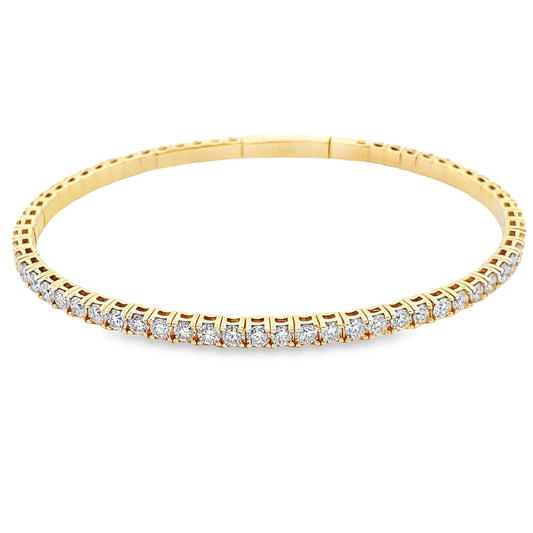 Diamond Bangle Flexible Bracelet in 14K Yellow Gold