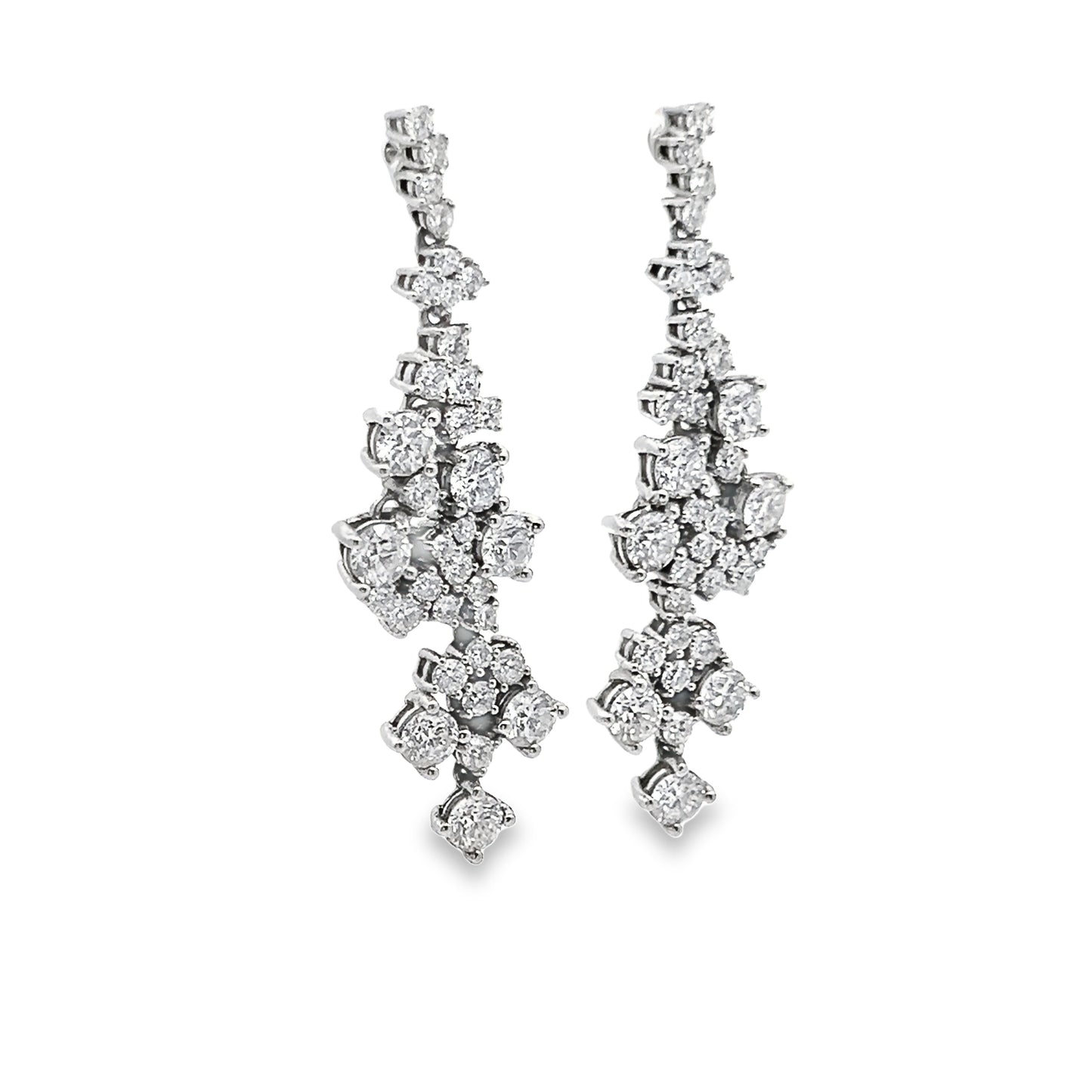 Diamond Drop Statement Earrings in 14K White Gold