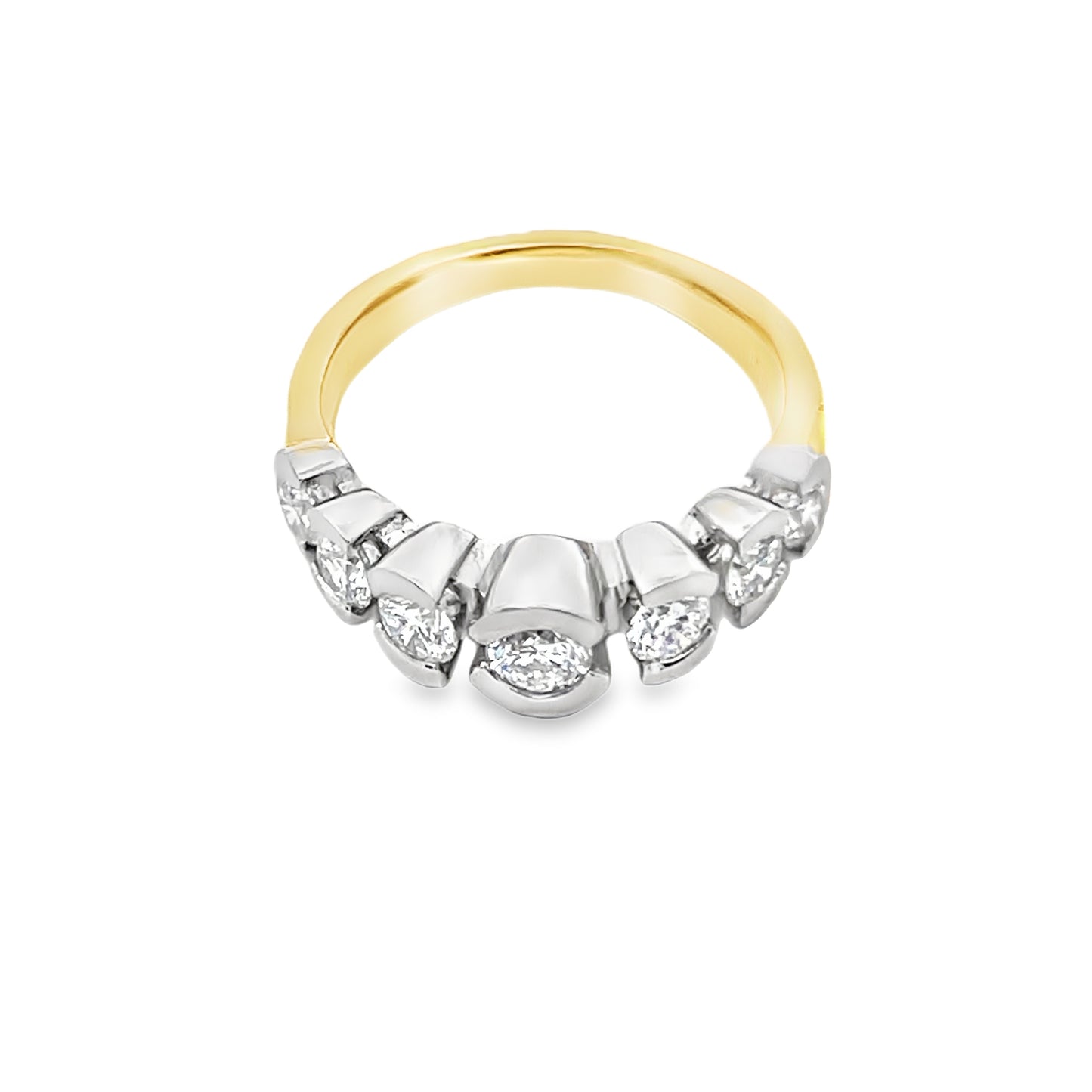 Diamond Half-Bezel Set Two-Tone Band in Platinum and 18K Gold