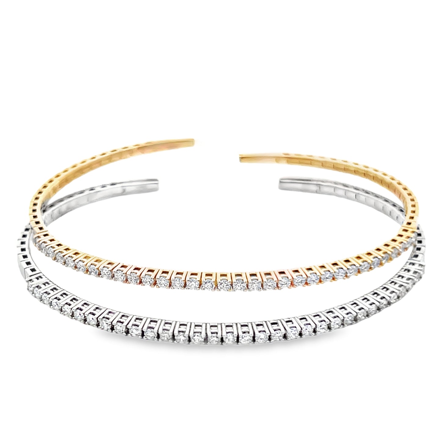Diamond and 14K Yellow, White, and Rose Gold Cuff Bracelets