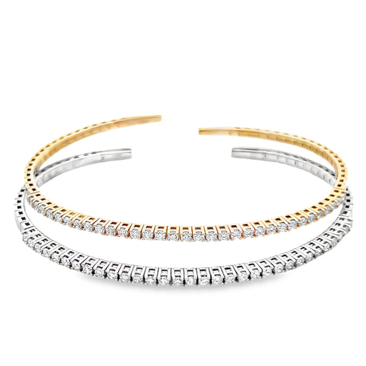 Diamond and 14K Yellow, White, and Rose Gold Cuff Bracelets