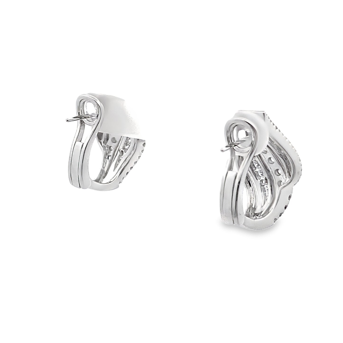 Pave-Set Diamond Omega Back Earrings in 18K White Gold