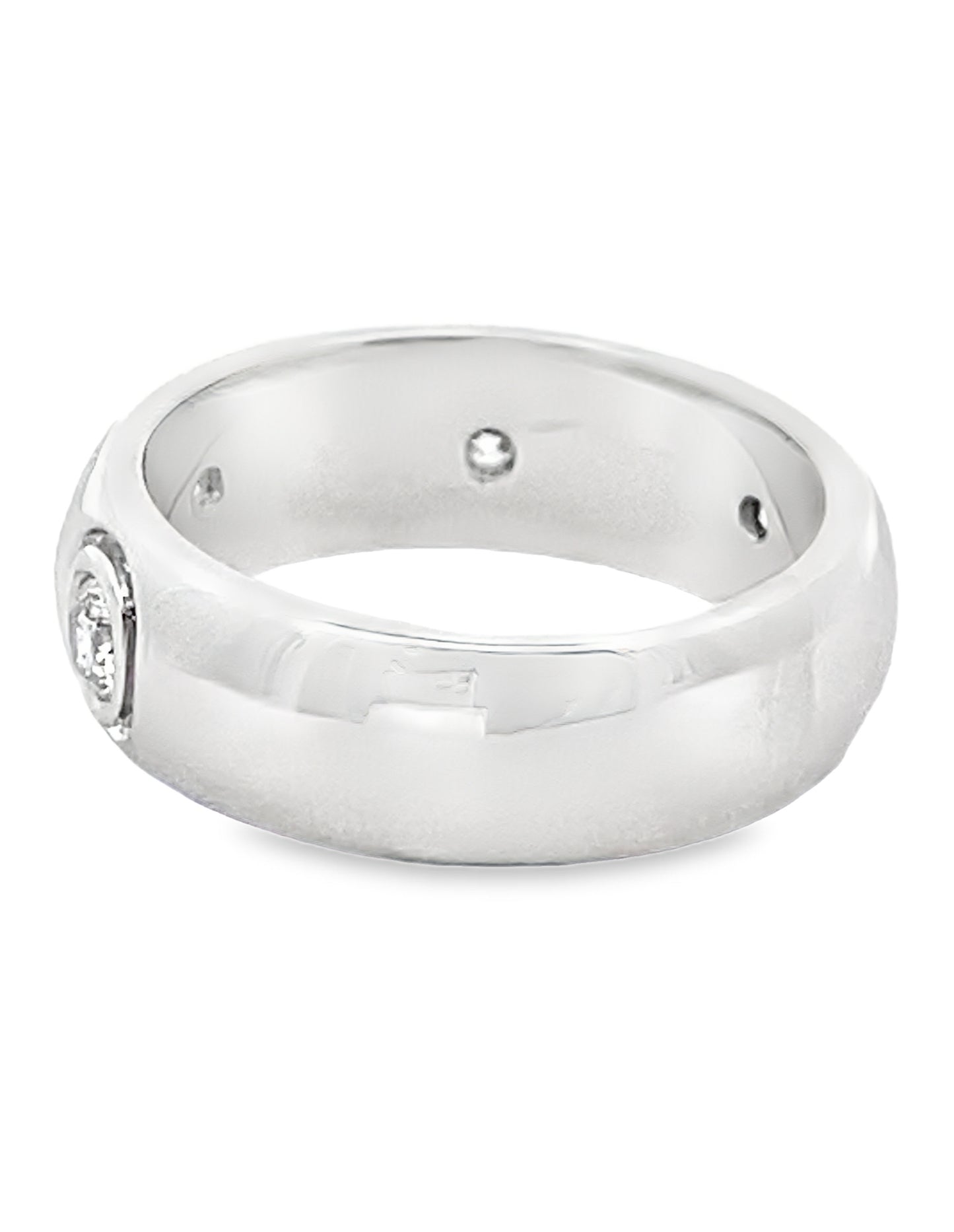 Round-Cut Bezel Diamond Men's Wedding Ring in 14K White Gold