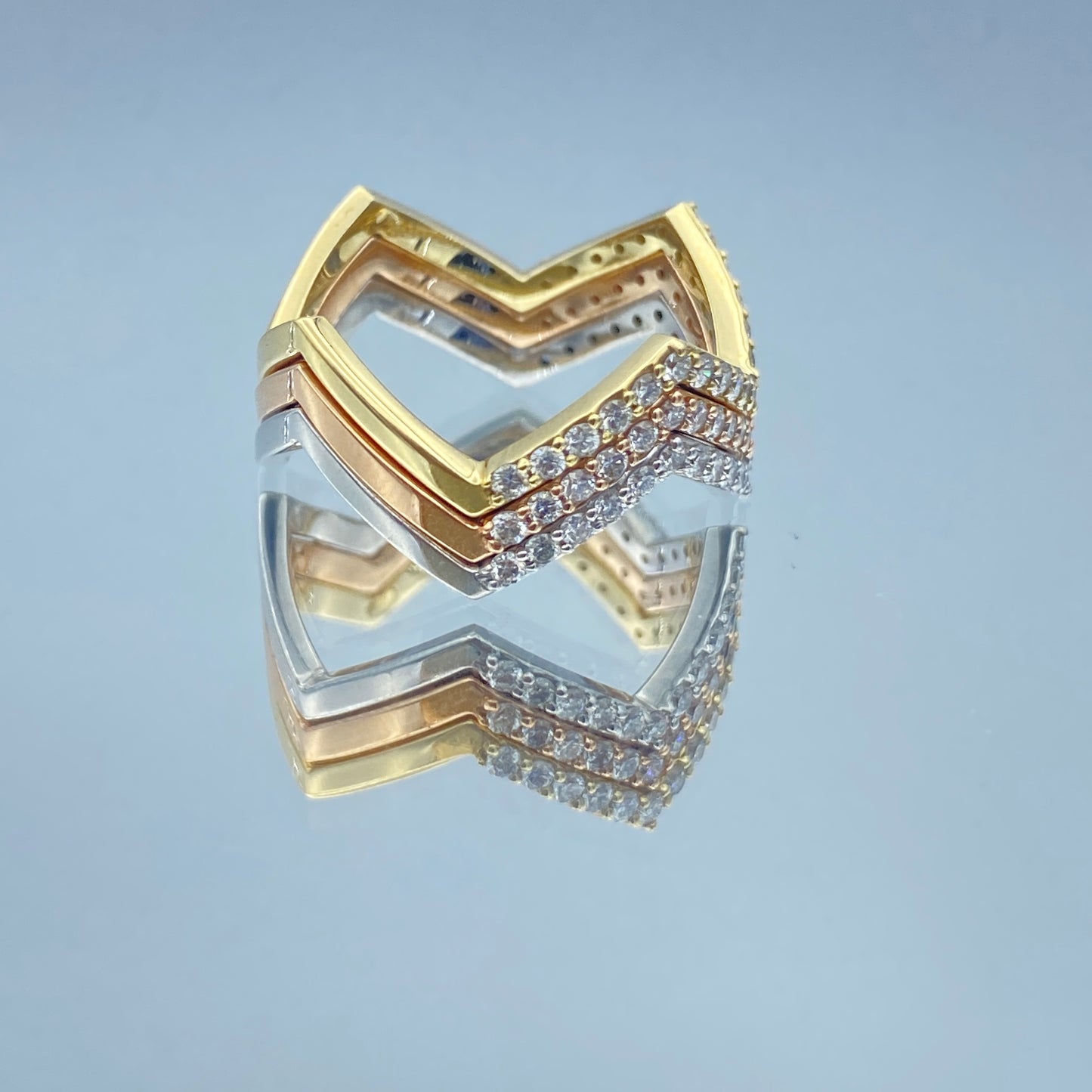 Zig Zag Stackable Diamond Rings in 14K Gold