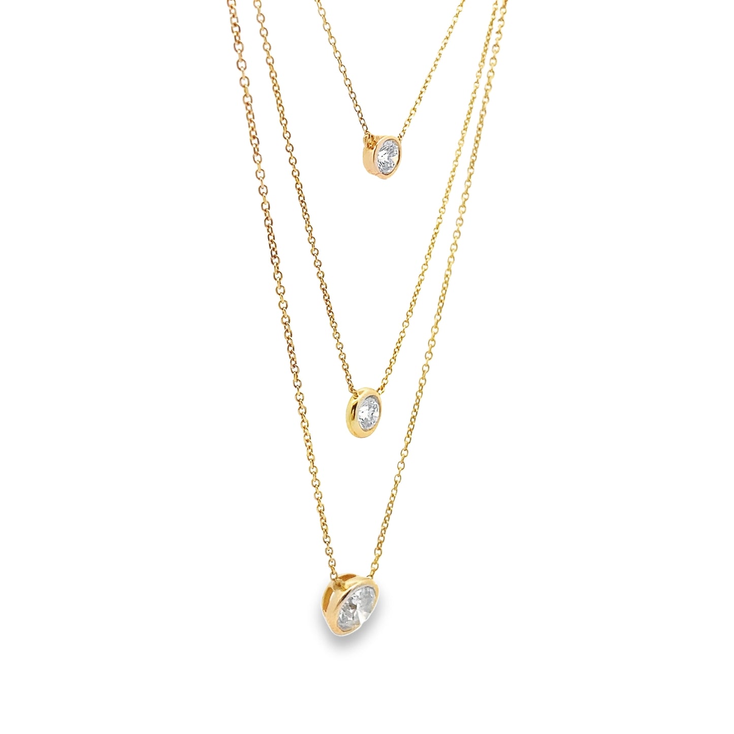 Bezel Set Round Brilliant-Cut Diamond Pendant in 14K Yellow Gold