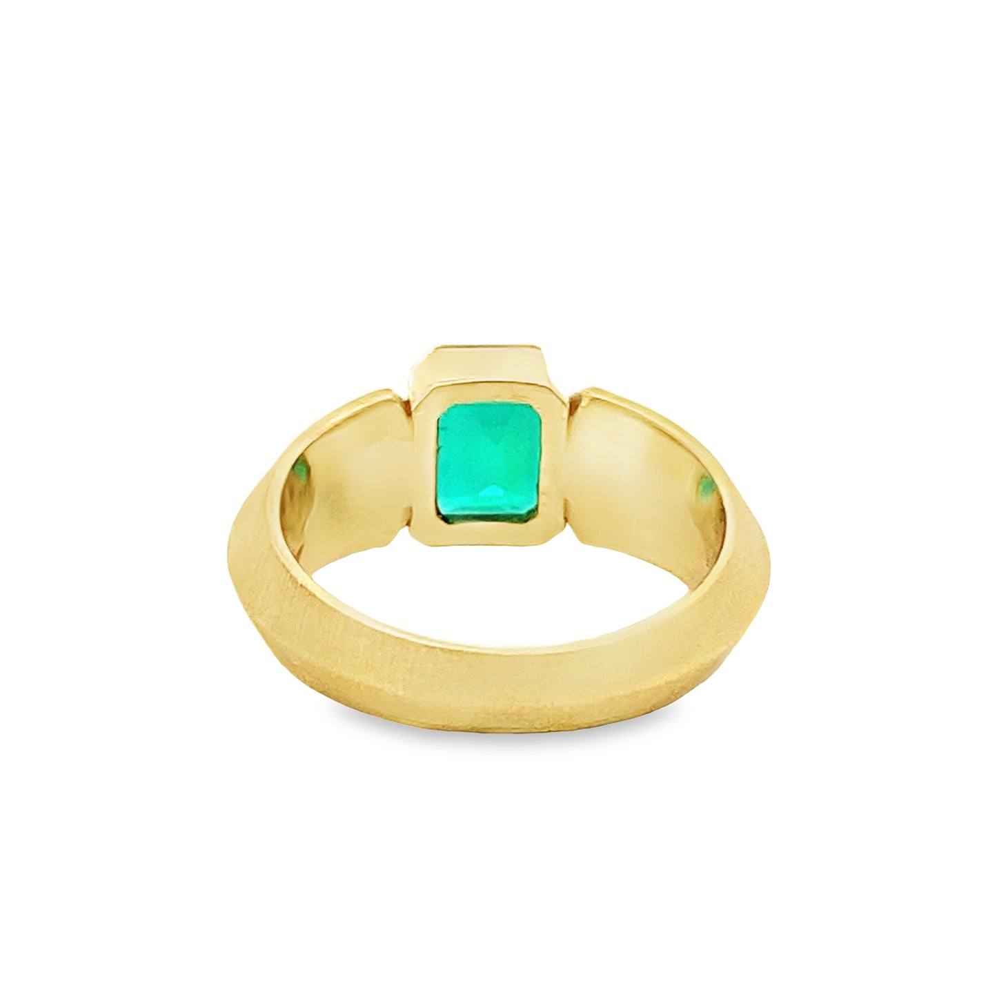 Emerald Men's Statement Ring in 18K Yellow Gold