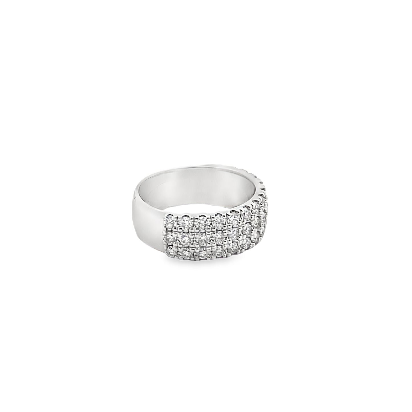 Three Row Pave Diamond Eternity Ring in 14K White Gold