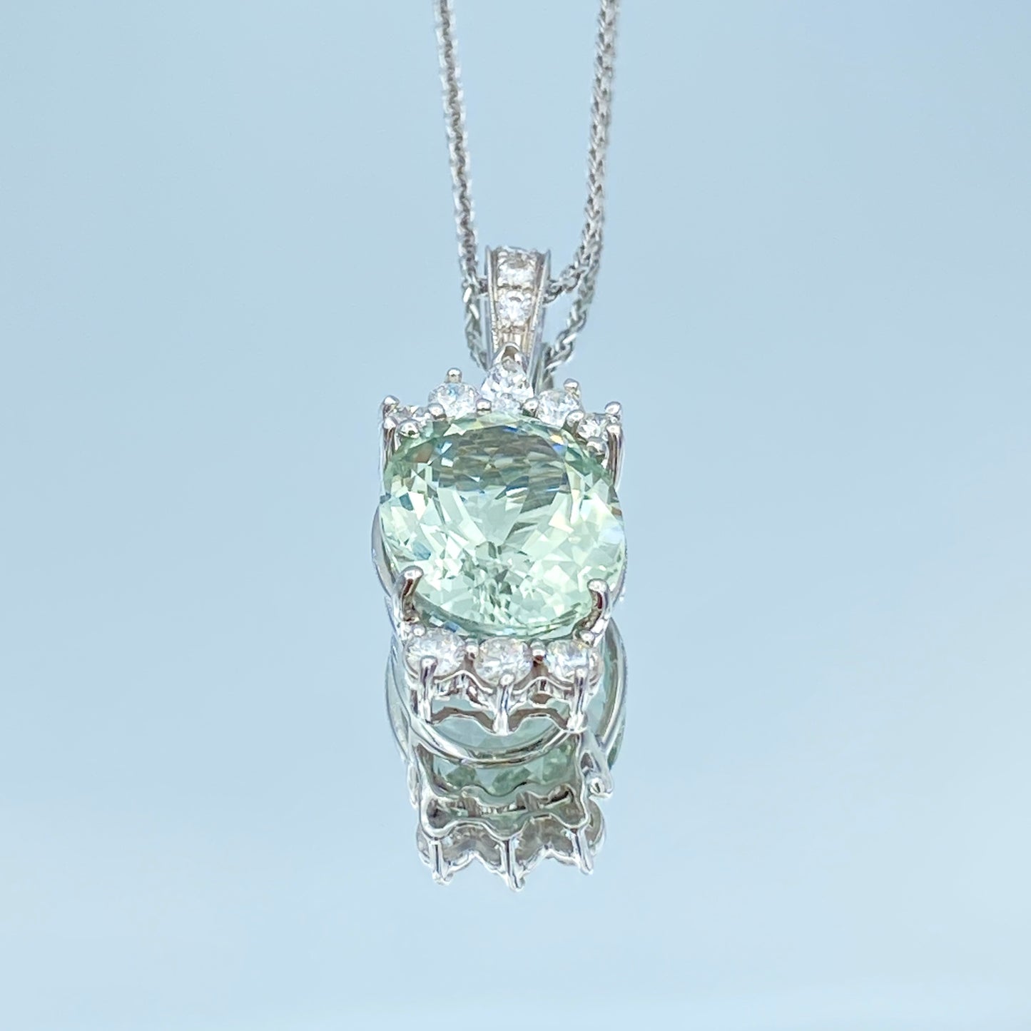 Tourmaline and Diamond Necklace in 14K White Gold - L and L Jewelry