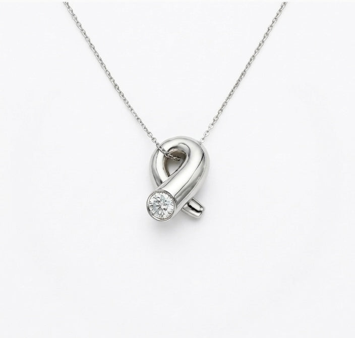 Diamond Knot Pendant in 14K White Gold