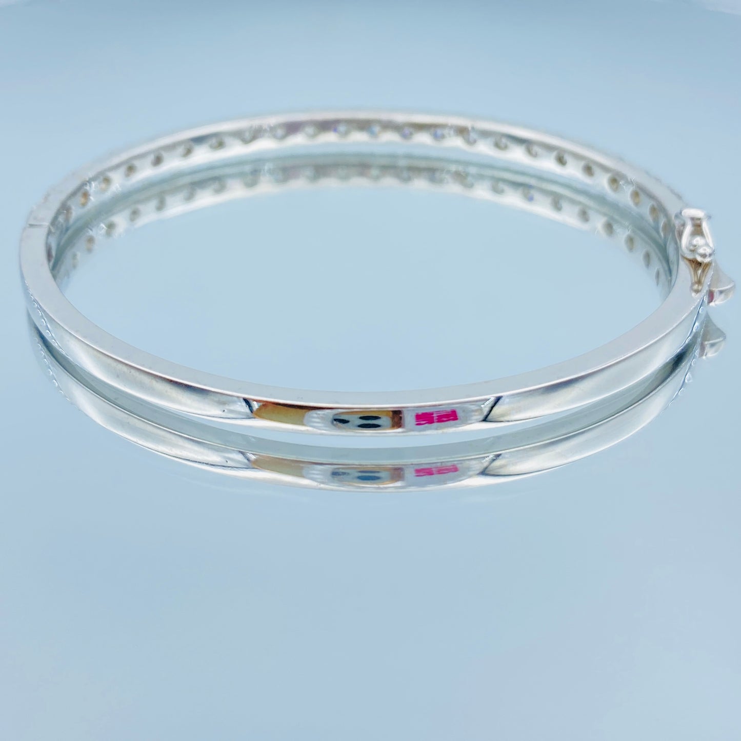 Diamond Bangle Bracelet Halfway in 14K White Gold - L and L Jewelry