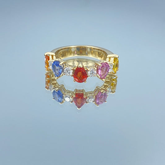 Multicolored Gemstone Ring in 14K Yellow Gold