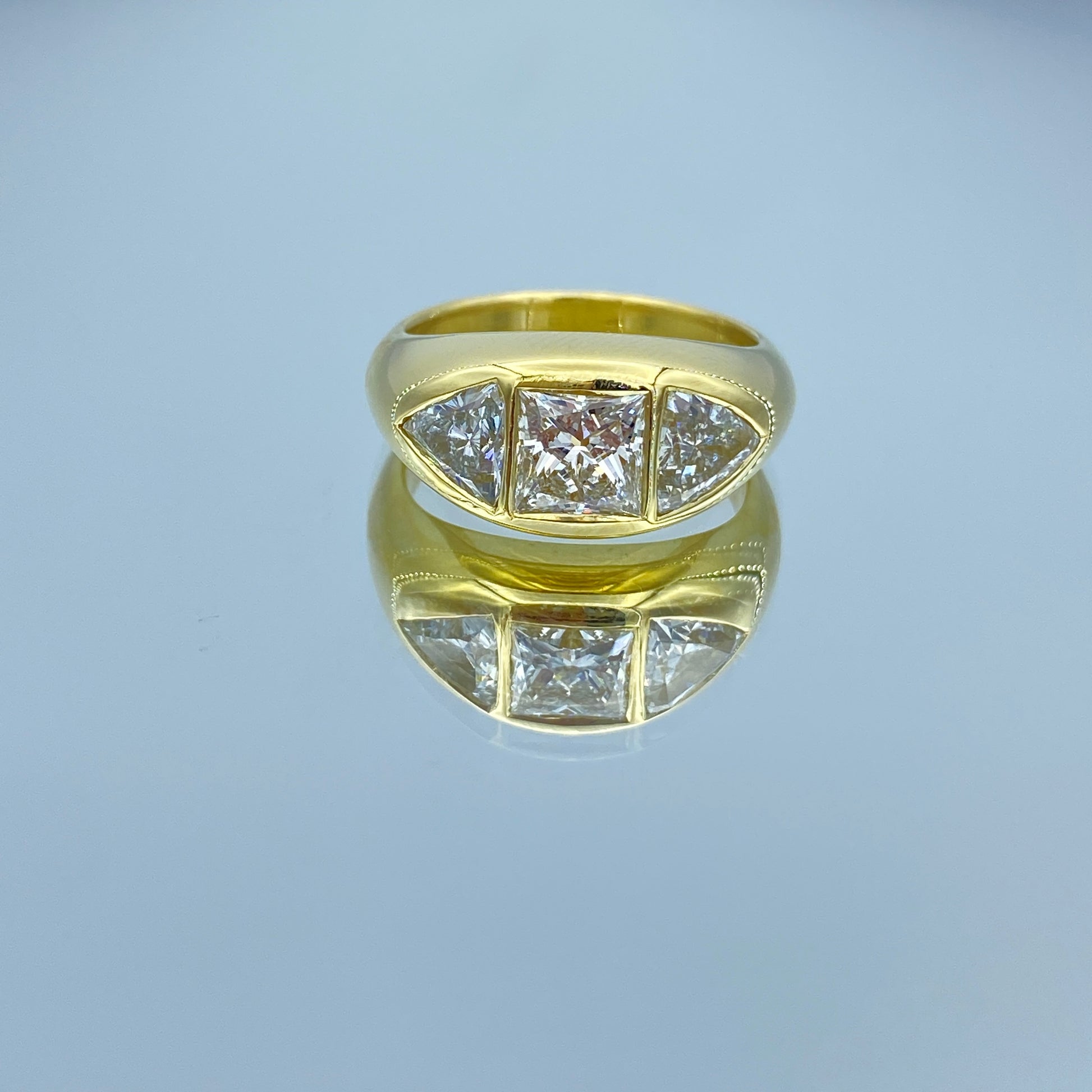 Bezel set three stone diamond ring - L and L Jewelry